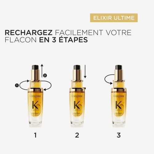 KÉRASTASE ELIXIR ULTIME L'Huile Originale sublimatrice- Huile nourrissante rechargeable pour tous types de cheveux 