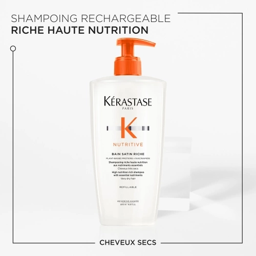 NUTRITIVE BAIN SATIN RICHE RECHARGEABLE Shampoo rich nutrition high in essential nutrients 