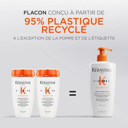 NUTRITIVE BAIN SATIN RICHE RECHARGEABLE Shampoo rich nutrition high in essential nutrients 