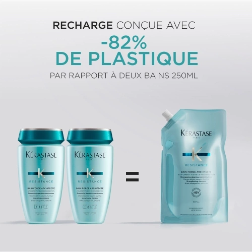 RÉSISTANCE BAIN FORCE ARCHITECTE RECHARGEABLE Shampooing reconstructeur matière pour les cheveux très affaiblis 