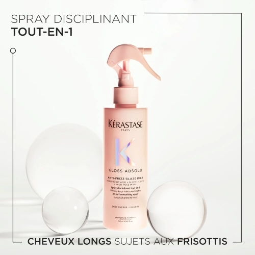 GLOSS ABSOLU SPRAY ANTI-FRIZZ GLAZE MILK Spray brillance disciplinant tout-en-1 pour cheveux longs sujets aux frisottis 