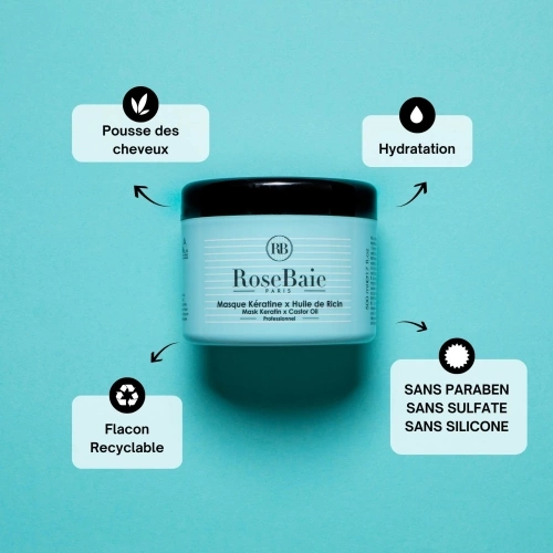 KERATINE X HUILE DE RICIN Masque hydratant réparateur qui stimule la pousse naturelle 
