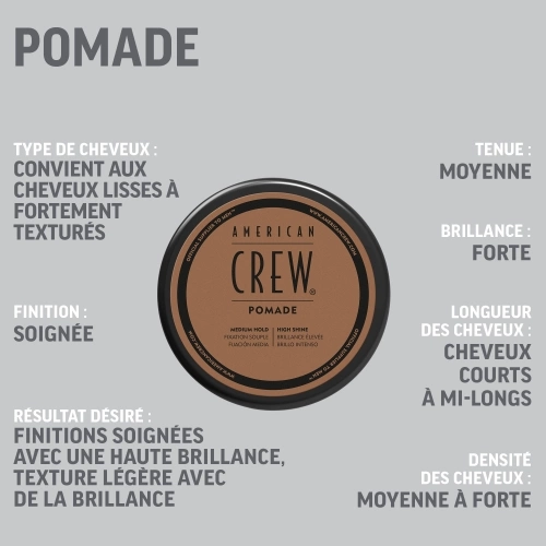 POMADE Cire cheveux homme fixation souple & brillance élevée 