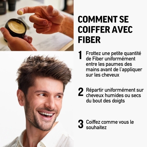 FIBER Cire cheveux homme fixation forte & effet mat 