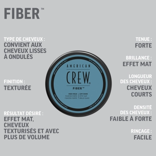 FIBER Cire cheveux homme fixation forte & effet mat 