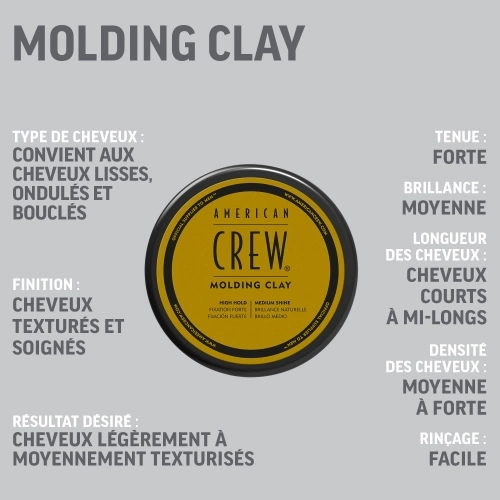 MOLDING CLAY Cire cheveux homme fixation forte & brillance naturelle homme 