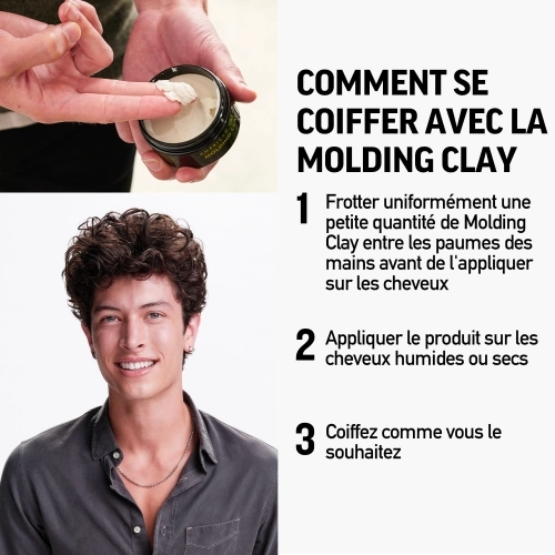 MOLDING CLAY Cire cheveux homme fixation forte & brillance naturelle homme 