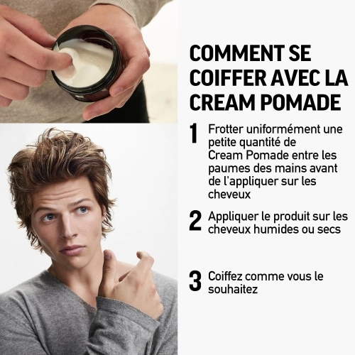 CREAM POMADE  Coiffage cheveux homme tenue souple & effet mat 