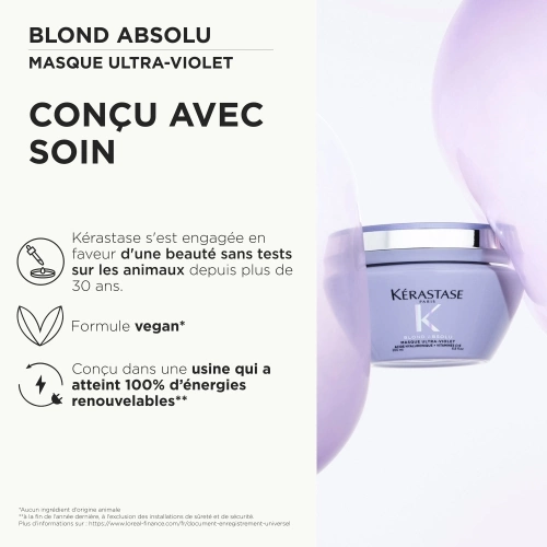 MASQUE ULTRA VIOLET BLOND ABSOLU Anti-glare pigmented mask, yellow tone remover for bleached blonde hair 3474636692408_7.jpg